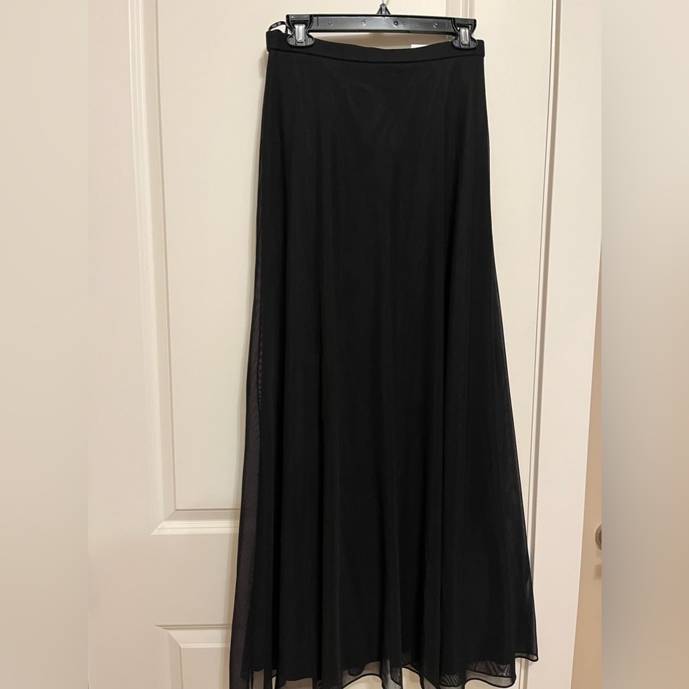 Tadashi Black Chiffon Layered Maxi Skirt Women's size 12